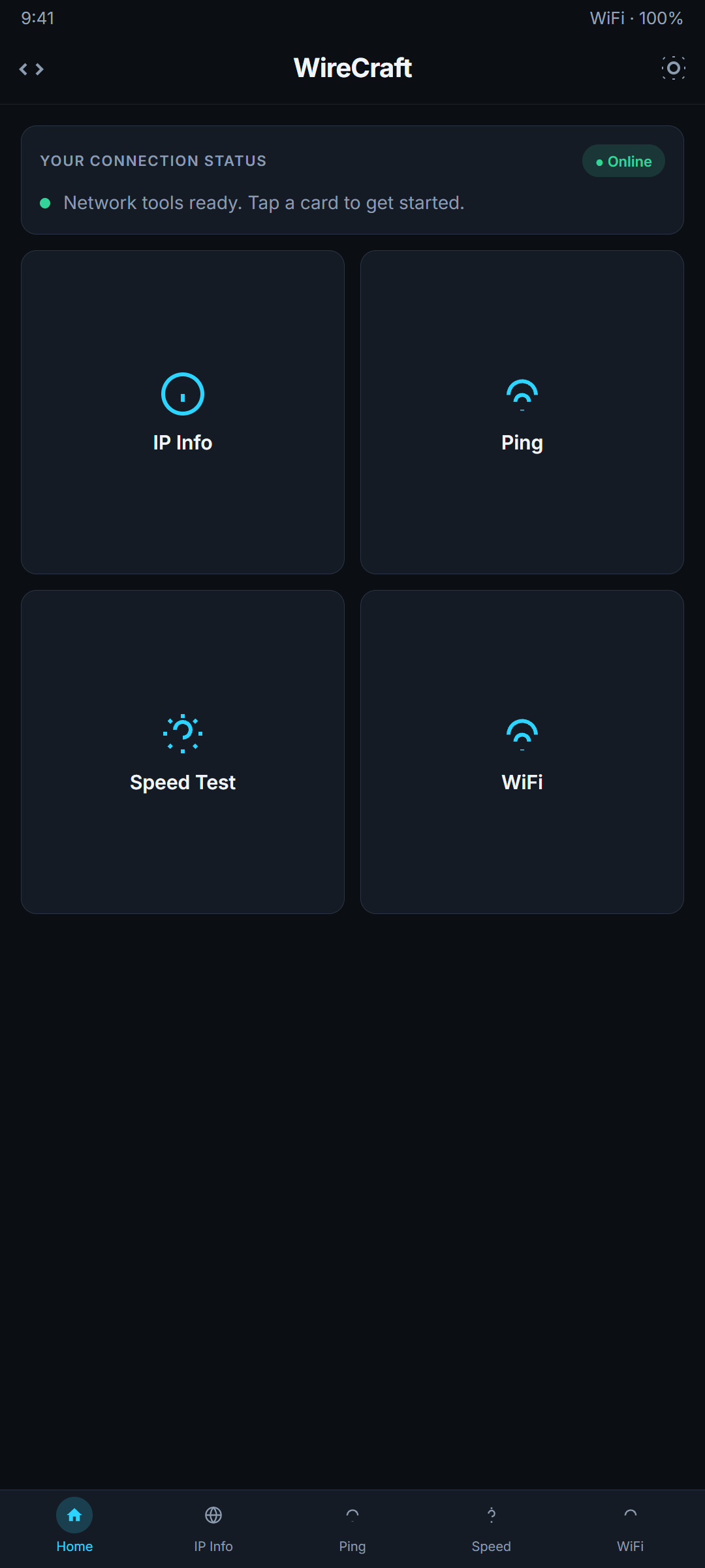 WireCraft app home screen